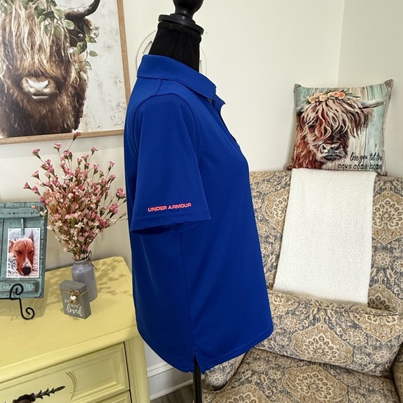 Under Armour Kids Polo Shirt - Blue with Red Logo - Picture 5 of 5